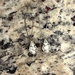 Kendra Scott Silver and White Drop Earrings
